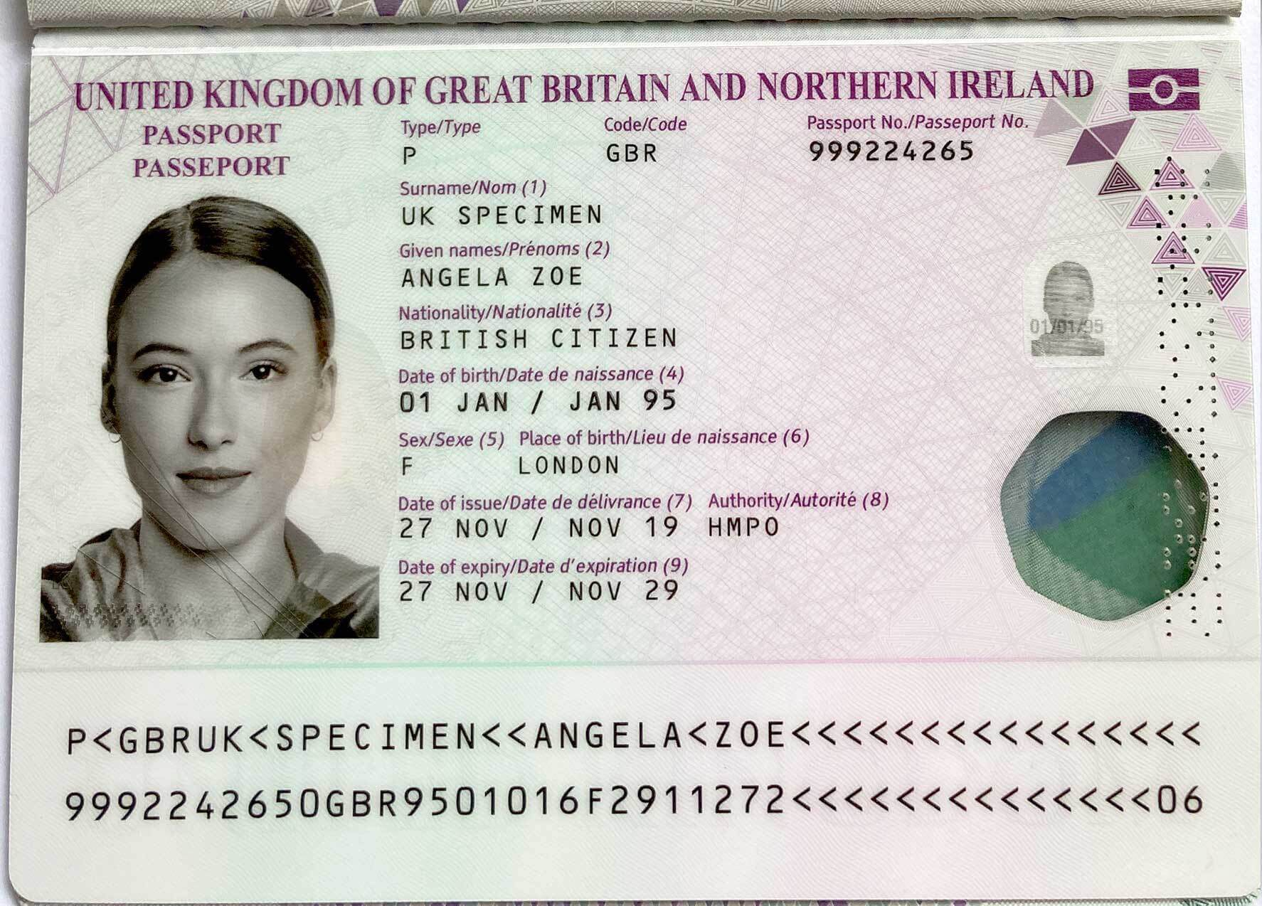 Ejemplo correcto - Foto del pasaporte